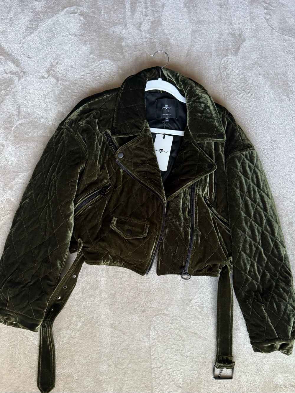 7 for All Mankind Cropped Velvet Moto Jacket